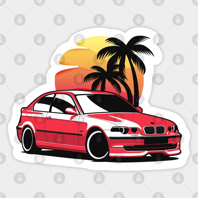 Red E46 Compact Sunset Sticker by KaroCars